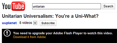 YouTube Flash error message 