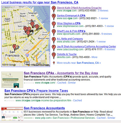 Google Results for "San Francisco CPA"