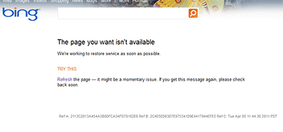 Bing is Down