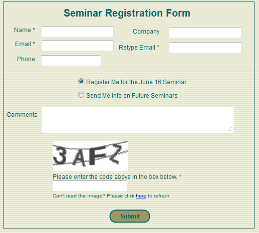 Business Growth Seminar Registration Form