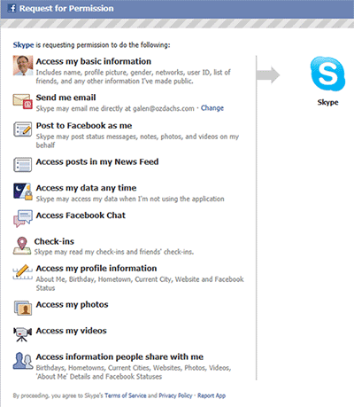 Skype's Request for Permissions