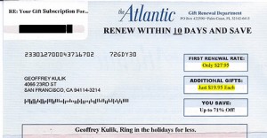 Atlantic Magazine Gift Renewal Form