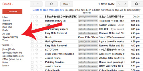 Gmail's spam filter in action