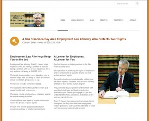 Homepage of employment attorney Brian Hawes in 2014