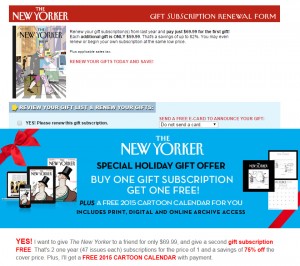 Screen prints of New Yorker web page prices