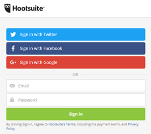 Hootsuite Login Screen